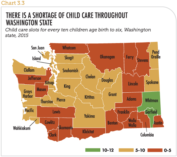There is a shortage of child care throughout Washington State